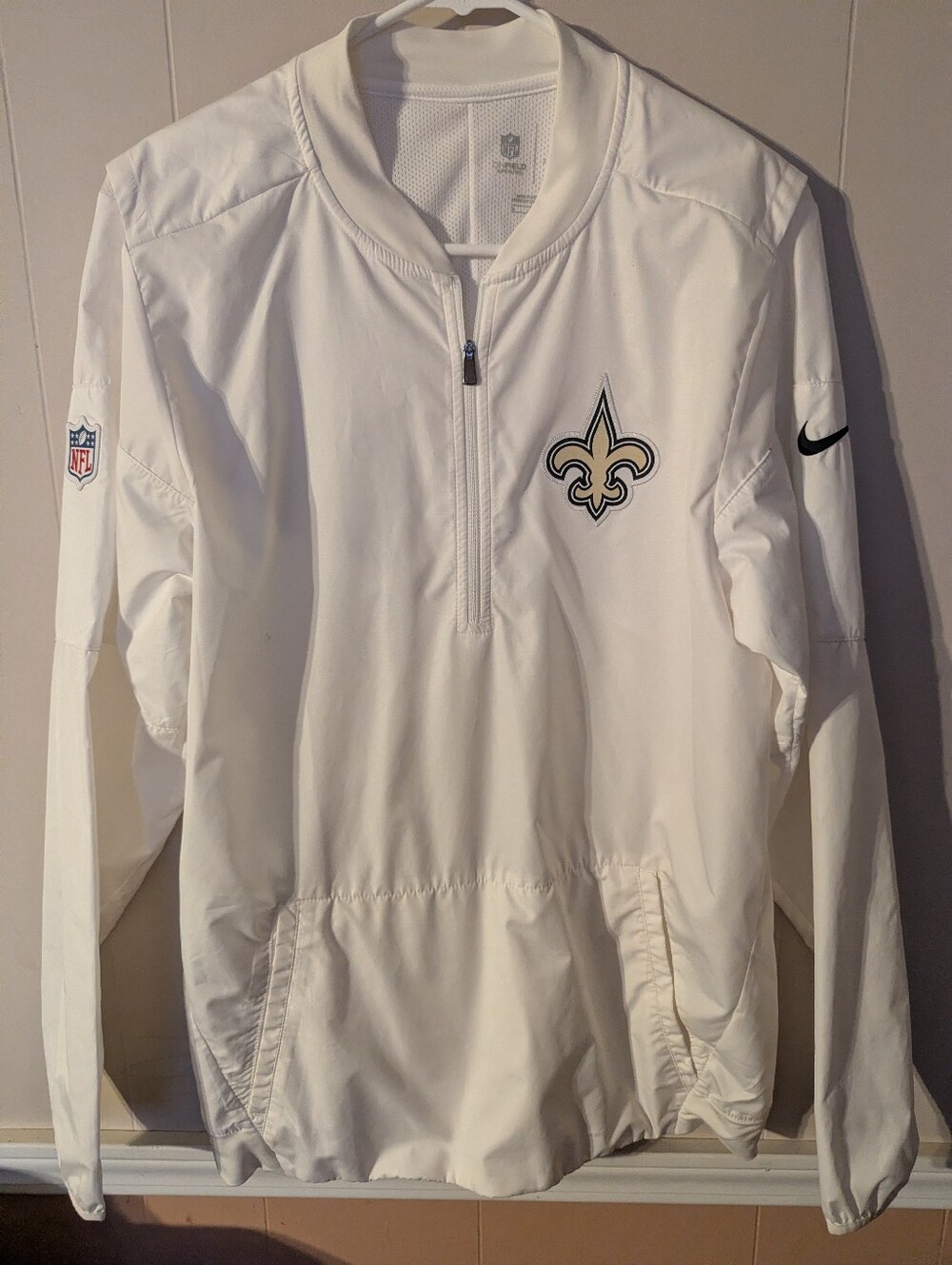 NFL New Orleans Saints Nike Quarter-Zip Windbreaker Adult Size S White On-Field